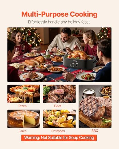 VEVOR Roaster Oven, 18QT Fast-Cooking Turkey Roaster, 150-450℉ Adjustable Temperature Turkey Oven with Self-Basting Lid, Removable Pan and Rack, Defrost & Warm Function, Electric Roasting Pan for Home