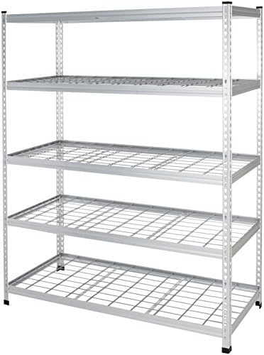Amazon Basics Heavy Duty 5 Shelf Storage Shelving Unit, High-Grade Aluminum, Shelves, Adjustable Height, 60" x 24" x 78", Silver