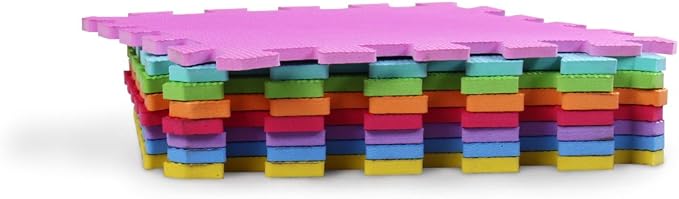 Meiqicool EVA Foam Puzzle Play Mat for Baby - Non Toxic Interlocking Soft Floor Tiles - Kids Toddler Infant Children Room and Yard Exercise Gym Decor - Multi Color，20pcs