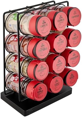 McCormick Spice Rack, Essentials Collection, Black Metal Spice Rack Organizer with 12 Spices Included, Great Gift for Housewarming, Wedding & Bridal Shower, 12 count