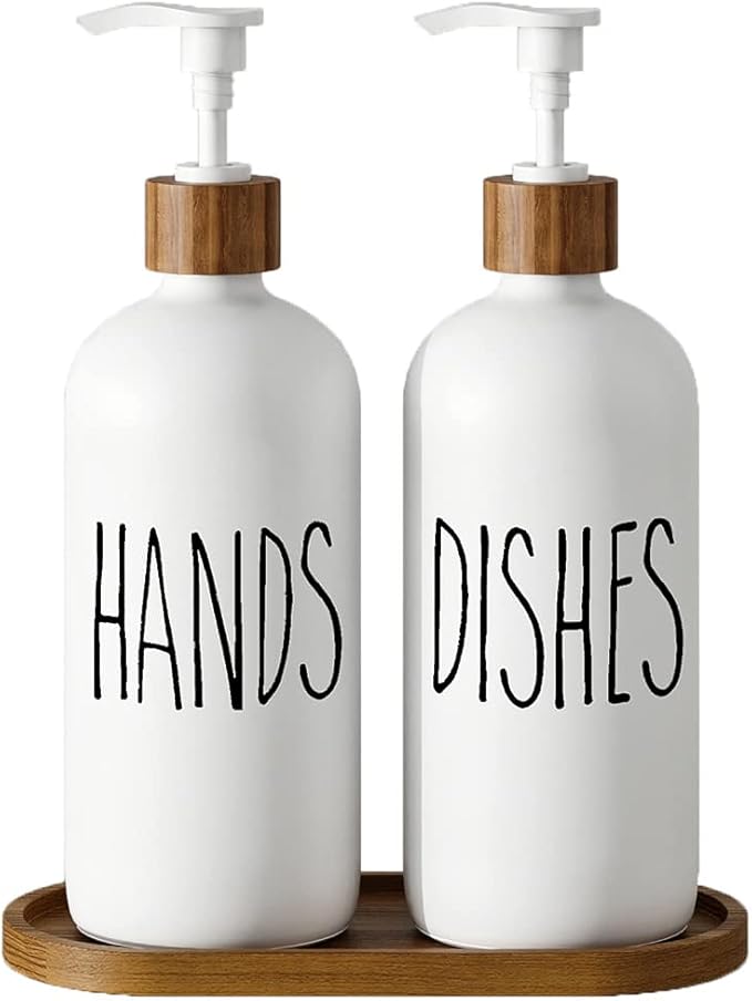 Dish Soap Dispenser for Kitchen Sink.Glass Hand Soap Dispenser, Modern