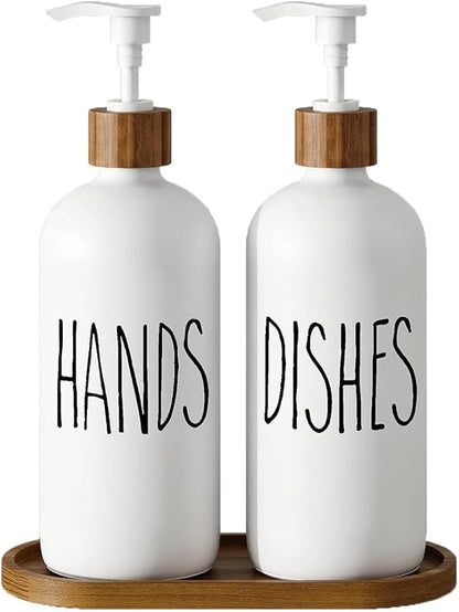 Dish Soap Dispenser for Kitchen Sink.Glass Hand Soap Dispenser, Modern