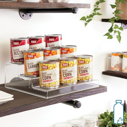 iDesign Recycled Plastic 3-Tier Spice Rack, The Linus Collection – 8.8" x 10.1" x 3.5”, Clear
