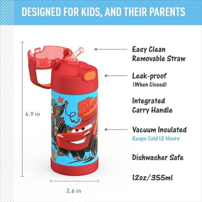 THERMOS FUNTAINER Water Bottle with Straw, 12oz, Cars