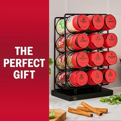 McCormick Spice Rack, Essentials Collection, Black Metal Spice Rack Organizer with 12 Spices Included, Great Gift for Housewarming, Wedding & Bridal Shower, 12 count