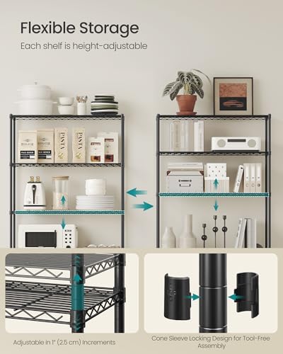 SONGMICS 5-Tier Bathroom Shelf, Storage Rack for Small Space