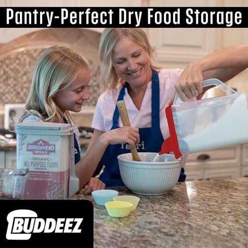 Buddeez Clear Pantry Storage Container, Dry Storage, 4 Quart, Red Lid