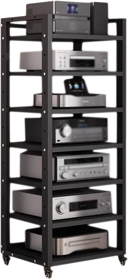Dernoing 7 Tier Audio Rack Tower, CD Record Player Stereo Receiver AV Equipment