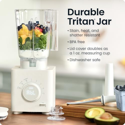 Chefman Obliterator 48 oz Countertop Blender for Smoothies, 1380W Motor to Crush Ice, Nuts, and Frozen Fruit with Stainless Steel Blade, Auto Blend Function, Includes 20 oz Travel Jar