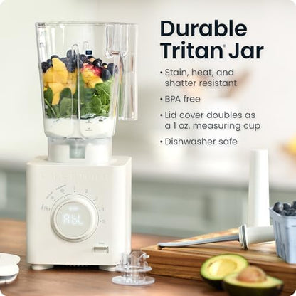 Chefman Obliterator 48 oz Countertop Blender for Smoothies, 1380W Motor to Crush Ice, Nuts, and Frozen Fruit with Stainless Steel Blade, Auto Blend Function, Includes 20 oz Travel Jar