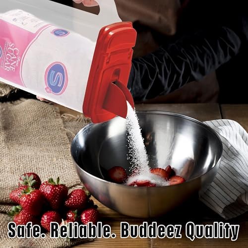 Buddeez Clear Pantry Storage Container, Dry Storage, 4 Quart, Red Lid