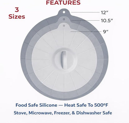 HIC Kitchen Cooking and Storage Lids, High-Heat Silicone