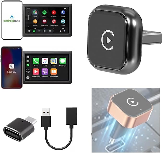 Wireless CarPlay & Android Auto Adapter for DS DS 3 Cabrio 2016-2022,Ultra Mini Dongle Converts Easy Setup Plug and Play,Black
