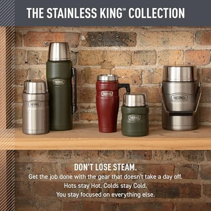 THERMOS Stainless King Stainless Steel Tumbler, 16oz, Matte Green