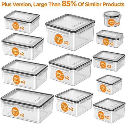 HOMETALL 52 Piece Airtight Food Storage Containers Set with Lids (26 Containers & 26 Lids),100% Leakproof Plastic Meal Prep Container Reusable, BPA Free Kitchen and Pantry Organization - Labels & Pen