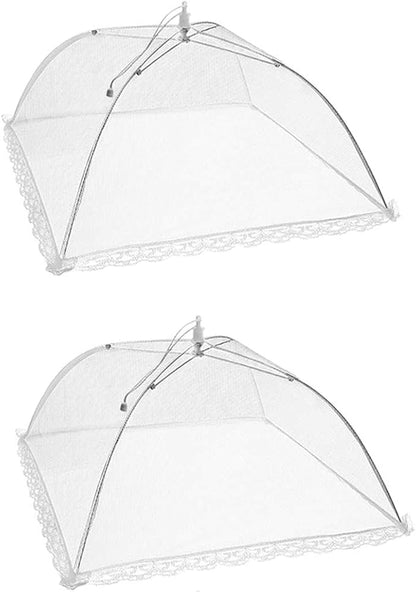 2 Pack Pop-Up Mesh Food Covers, 17 Inches Umbrella-Style Folding Mesh Food