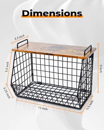 Extra Large Trash Bag Holder Under Sink, Wall Mounted Garbage Bag Dispenser Roll Holder for 13/33 Gallon Trash Bags, Kitchen/Pantry/Laundry Room Organization Basket Storage Bin, Tool-Free Assembly