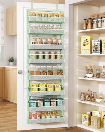 SNTD 8 Tiers Over the Door Organizer, 17" W x 6" D x 69" H, Green