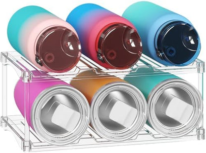 Lifewit Stackable Water Bottle Organizer, Clear Tumbler Holder for Cabinet