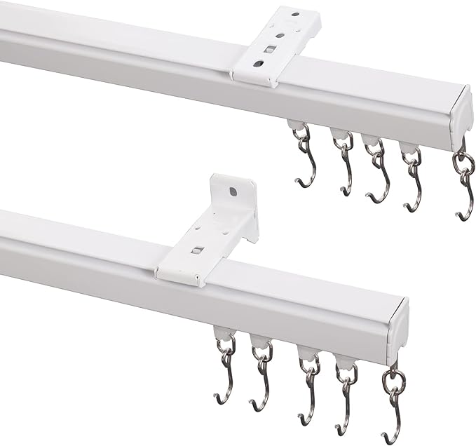 ChadMade Ceiling/Wall Mount Curtain Track Rod Set - 9ft Adjustable Length