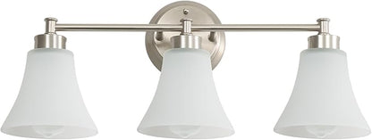 LOUSACE 3 Light Bathroom Vanity Light Vintage Brushed Nickel Bathroom Lighting