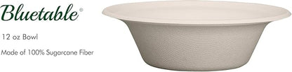 Paper Bowls Disposable Bowls Compostable [1000 Pack] Bulk 12 oz Biodegradable Bowl - Case Pack Good For Hot Soup Chili - Made from 100% Sugarcane, Eco-Friendly Bagasse Bowls Natural [1000 Pack/Case]
