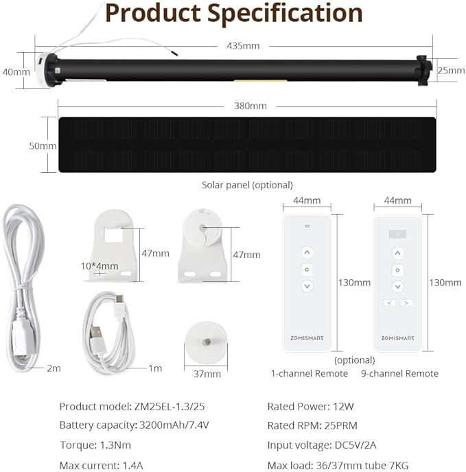 Blindsmart Rechargeable Tuya Zigbee Roller Blinds Motor