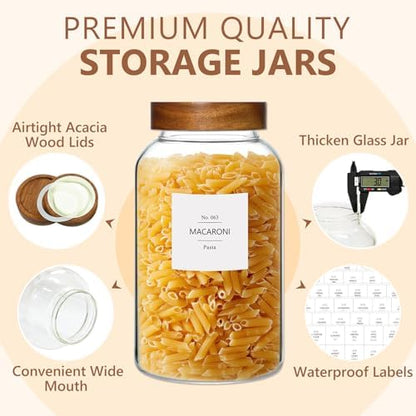 KEYWING 88oz Glass Jars w/Acacia Lids for Flour & Sugar Storage Containers