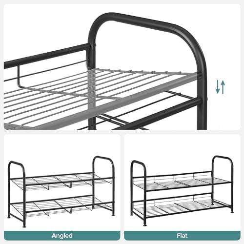 SONGMICS 2-Tier Stackable Metal Shoe Rack, Holds Up to 8 Pairs of Shoes