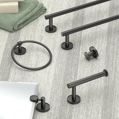 Gatco 5552MX Sky Towel Ring | Modern Hand Towel Holder for Bathroom | Stylish Decorative Hardware, Heavy Duty Metal, EZ Ancor Mounting | Matte Black