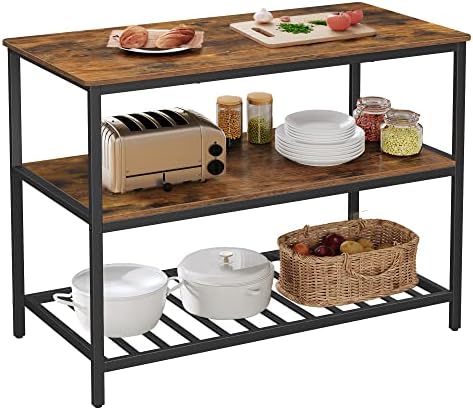 VASAGLE Kitchen Island with 3 Shelves, Storage Cabinet, Steel Structure