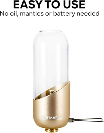 Fire-Maple Orange Camping Lantern Glass, Steel & Aluminum | Propane or Isobutane Fuel Canister Beautiful Lights | NO Mantles Needed | Propane Lanterns for Camping, Emergency Essential