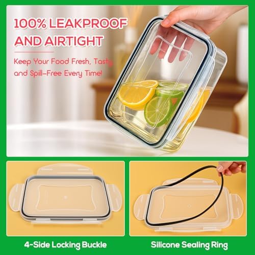 62PCS Thick Food Storage Containers with Airtight Lids for Meal Prep