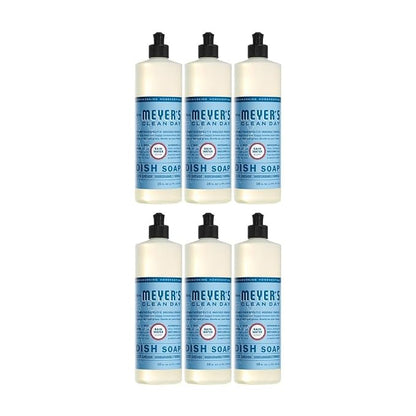 [6 Pack] Clean Day Refreshing Rain Scent Liquid Dish Soap 16 oz 1 pk with Sponge - Grease-Fighting Dish Soap - Liquid Dish Soap, Dishwashing Liquid, Dish Detergent
