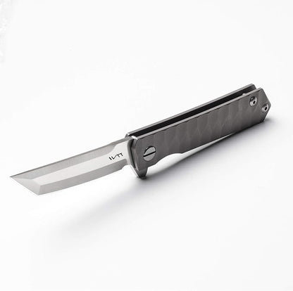 BGT 3.4 Inches Tanto Tactical Folding Knife TC4 Titanium Handle