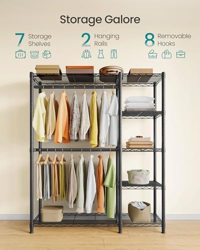 SONGMICS Closet Organizers and Storage, Clothes Rack with Shelves