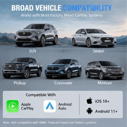 Wireless CarPlay Adapter for Subaru Crosstrek 2019-2021- Slim Mini USB Design with Type-C Extension for Stable Zero-Latency Connection