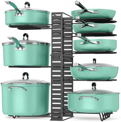 ORDORA Pots and Pans Organizer Under Cabinet Expandable, 8-Tier Adjustable