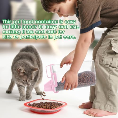 TBMax Rice Container 2 Pack 5 Lbs Cereal Container Storage, Kitchen Pantry Food Storage Holder with Cup, Small Pet Dog Cat Food Container -Pink