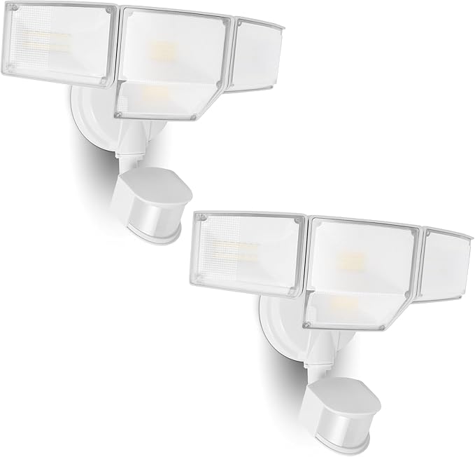 LUTEC 80W 9000LM LED Security Lights Motion Sensor Outdoor Lights, 4 Head LED