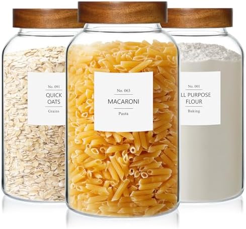 KEYWING 88oz Glass Jars w/Acacia Lids for Flour & Sugar Storage Containers