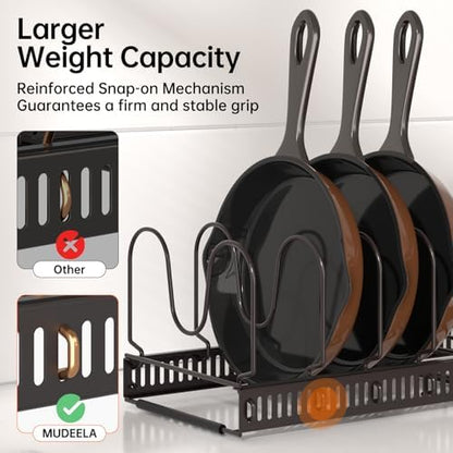 MUDEELA Expandable Pot Pan Lid Organizers inside Cabinet, 10 Divider-Bronze