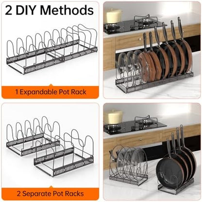 MUDEELA Expandable Pot Pan Lid Organizers inside Cabinet, 10 Divider-Bronze