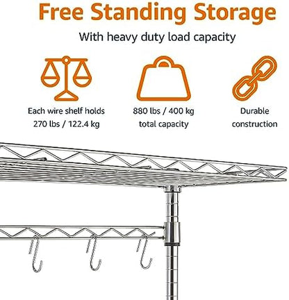 Amazon Basics Kitchen Storage Baker's Rack with Removable Wood Top, Chrome/Beige, 24"W x 59"H x 18"D