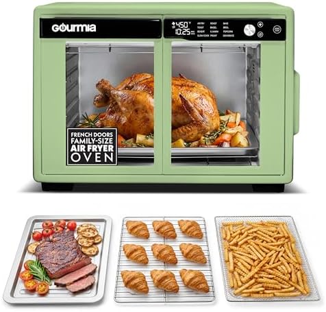 Gourmia Toaster Oven - 9-Slice Capacity, Digital Display, Green