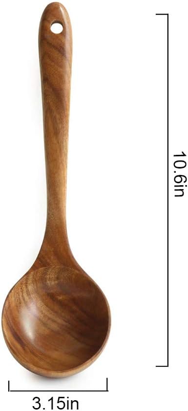 Teak Kitchen Utensils, Wooden Soup Spoon Kitchenware Seasoning Scoop Dipping