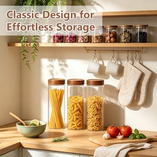 KEYWING 64oz Pasta Storage Containers with Lids, Glass Spaghetti Containers