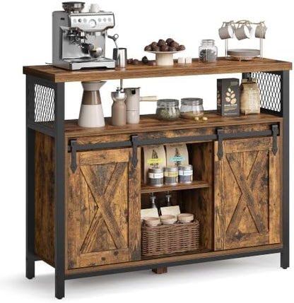 VASAGLE Buffet Cabinet, Coffee Bar with 2 Sliding Barn Doors