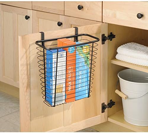 iDesign Steel Over-The-Cabinet Waste Basket or Storage Bin, The Axis Collection, 7.1" x 12.2" x 14.2", Bronze