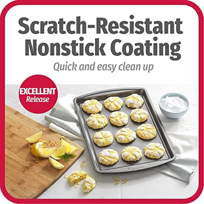 GoodCook Everyday Baking Sheet Set Nonstick Carbon Steel Standard-Sized Cookie Sheets for Even Baking, Bakeware Set Includes 3 Pans with Scratch-Resistant Finish, 13x9-Inch, Gray